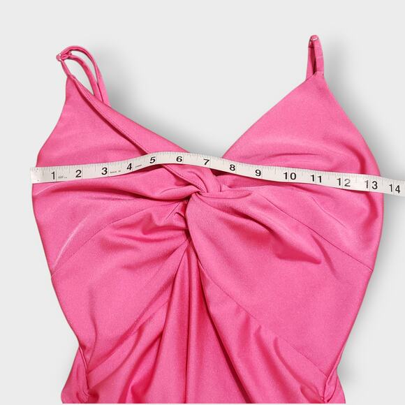 Lucy In The Sky Pink Ruched Twist Knot Bodycon Mini Dress Medium Party Nightout - Picture 7 of 9